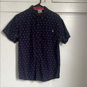 Dravus Dark Blue Shirt with Red Dots